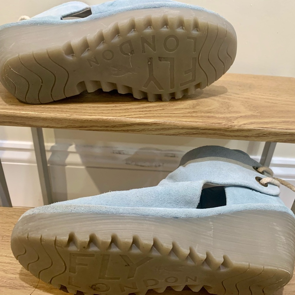 Fly London Women's Light Blue Suede Wedge Sandals - Picture 4 of 9